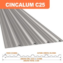 CHAPA T101 TRAPEZOIDAL CINCALUM C25 Precio por metro lineal