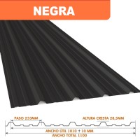 CHAPA T101 TRAPEZOIDAL NEGRA Precio por metro lineal
