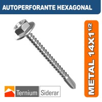 TORNILLO AUTOPERFORANTE HEXAGONAL METAL 14 por 1 1/2 TORNILLO AUTOPERFORANTE HEXAGONAL METAL 14 por 1 1/2