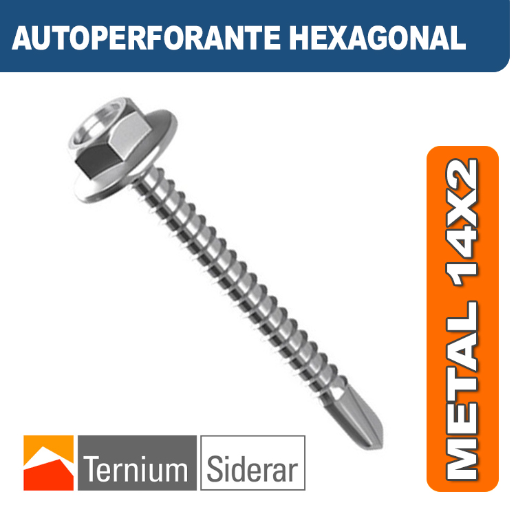 TORNILLO AUTOPERFORANTE HEXAGONAL METAL 14 por 2