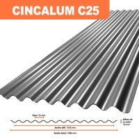 CHAPA ACANALADA CINCALUM C25 Precio por metro lineal