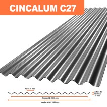 CHAPA ACANALADA CINCALUM C27 Precio por metro lineal