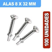 TORNILLOS CON ALAS 8 X 32 MM X 100 UNIDADES TORNILLOS CON ALAS 8 X 32 MM X 100 UNIDADES