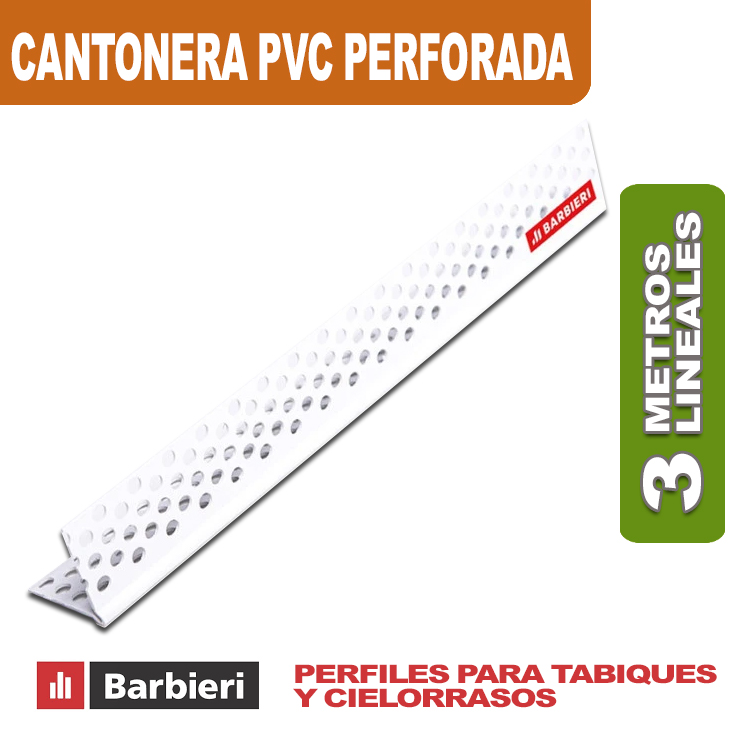 CANTONERA PVC 33MM PERFORADA X 3 MTS