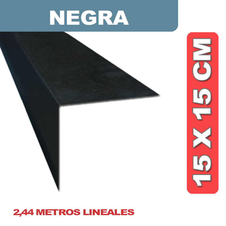 CENEFA NEGRA EN L 15X15 CM X 2.44 ML