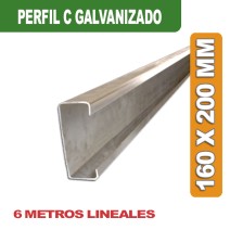 PERFIL C GALVANIZADO 160x60x20MM. Espesor 2MM. Largo 6 MTS.