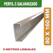 PERFIL C GALVANIZADO 80x40x15MM. Espesor 1.6MM. Largo 6 MTS.