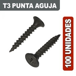 TORNILLOS T3 AGUJA 6X1-5/8 X 100 UNIDADES